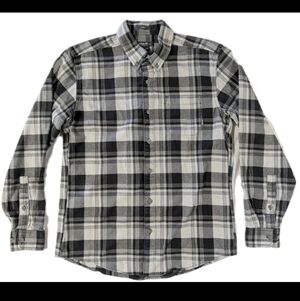 Eddie Bauer Men's Gray Flannel Shirt Slim Fit Size M Medium Eddie's Favorite